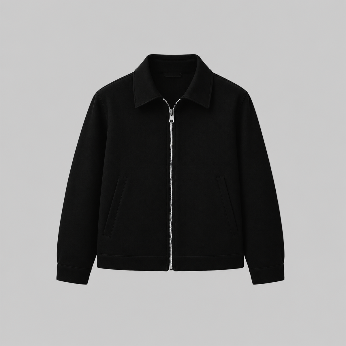 ESSAINT The Classic Zip Jacket in Black, front view