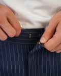 Navy Pinstriped
