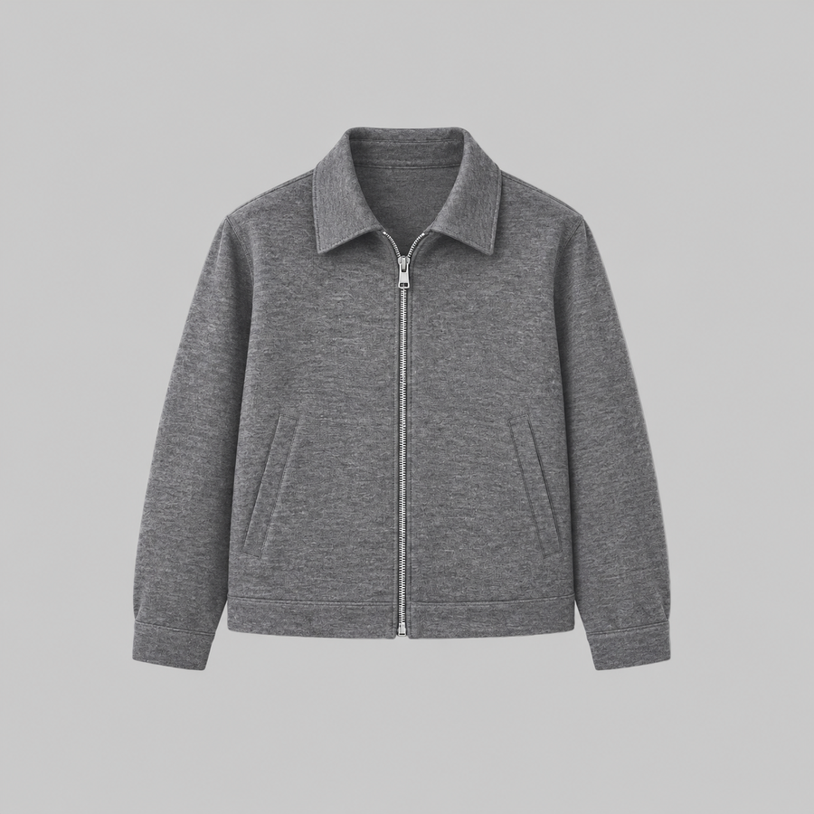 ESSAINT The Classic Zip Jacket in Charcoal Grey, front view